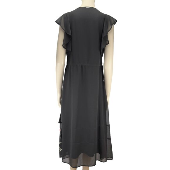 DESIGUAL Sandy Long Floral Embroidered Boho Black Midi Vest Dress sz 38 - Picture 11 of 15
